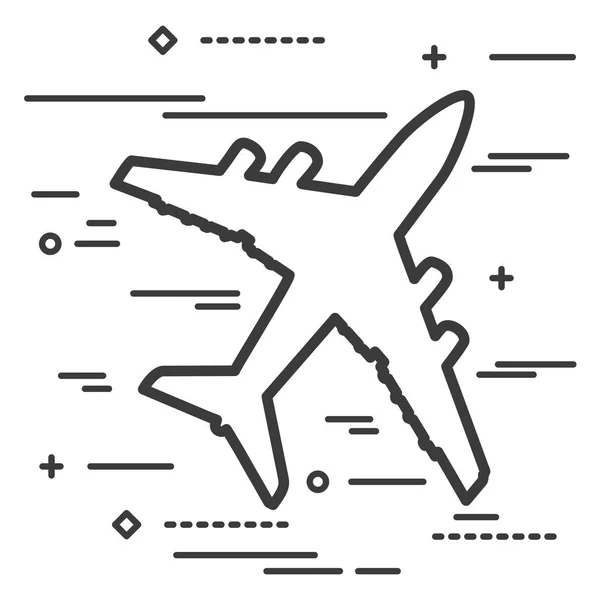 Flat Line Art Design Image Graphique Concept Icône Avion Fond — Image vectorielle
