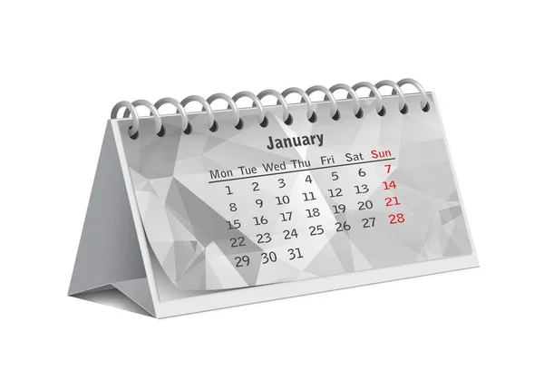 Grigio Triangolare Gennaio 2018 Scrivania Calendario Cartaceo Sfondo Bianco — Vettoriale Stock
