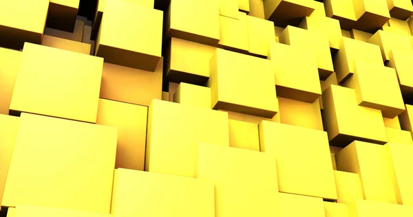 Abstract yellow chaotic cubes background — Stock Photo, Image