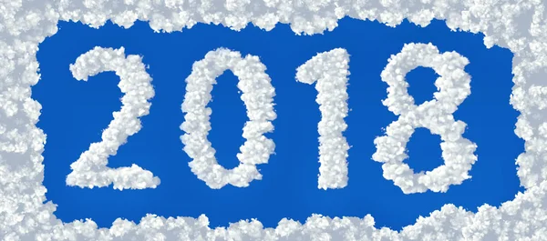 Číslo 2018 na modrém pozadí — Stock fotografie