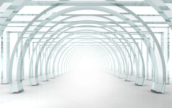 Helder glazen gang of tunnel — Stockfoto