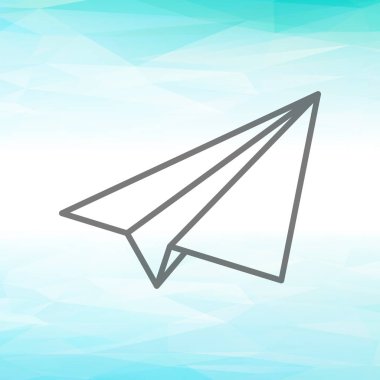 Beyaz doğrusal kağıt uçak simgesi