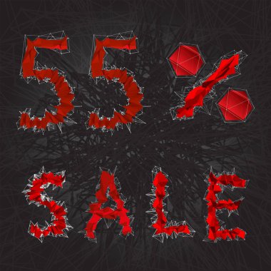 55 Satılık işareti simgesi. Sembol indirim.