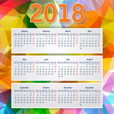 Renkli üçgen poligon takvim