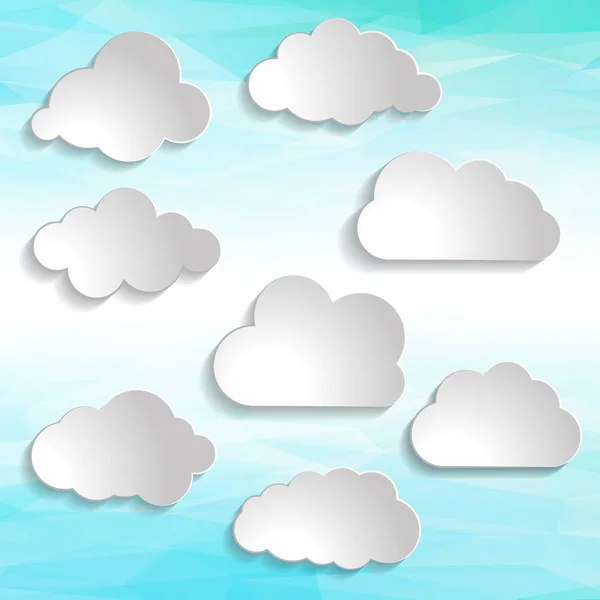 Illustration Der Wolken Sammlung Auf Abstrakten Glatten Hellblauen Perspektivischen Hintergrund — Stockvektor