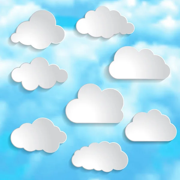 Vectorillustratie Van Wolken Collectie Blauwe Lucht Achtergrond — Stockvector
