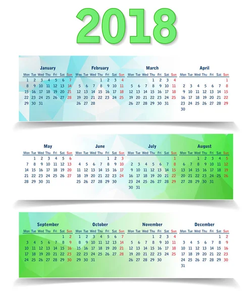 Driehoekige veelhoekige kalender — Stockvector