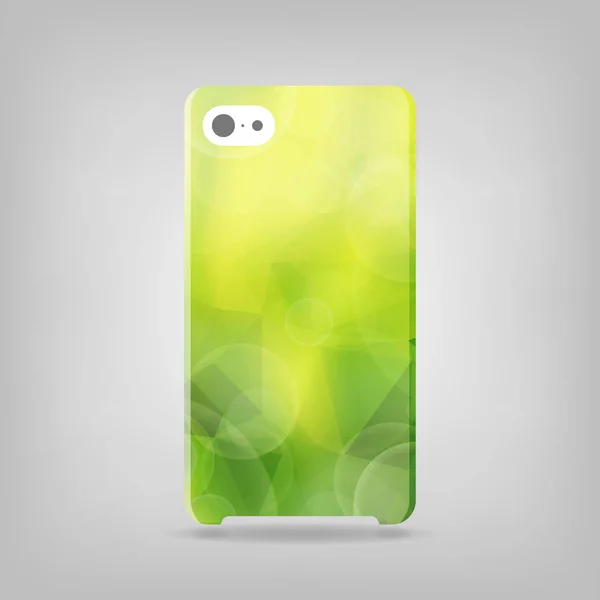 Green Sparkling Triangular Phone Case Yellow Polygonal Template Cover Phone — Stock Vector