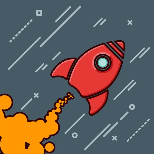 Illustration de conception plate de fusée rouge icône — Image vectorielle