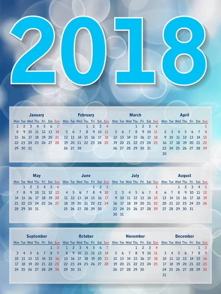 Kalendář pro abstraktní rok 2018 — Stockový vektor