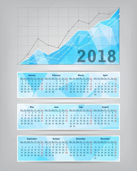 2018 calendar with business statistics chart — Stock Vector