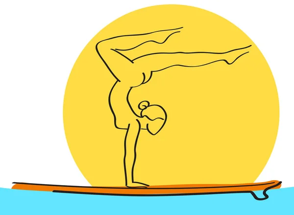 Donna che rimane in posa yoga — Vettoriale Stock