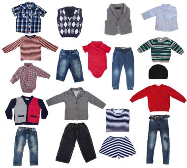 Moda modern erkek bebek giysileri. Çocuk çocuk giyim kümesi kolaj