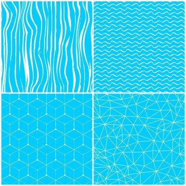 Mavi farklı soyut üçgen topluluğu poligonal Dikişsiz desen dalgalar