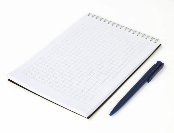 Zeszyt Długopis Białym Tle — Zdjęcie stockowe
