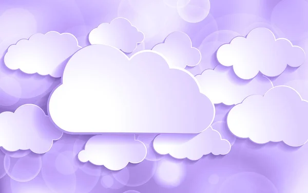 Ultra Violet Glitter Bokeh Achtergrond Met Set Van Papier Wolken — Stockfoto