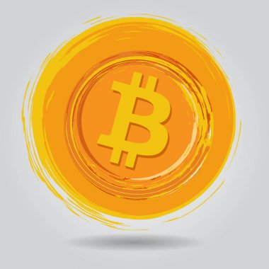 Turuncu grunge daire fırça darbeleri bitcoin cryptocurrency simgesi