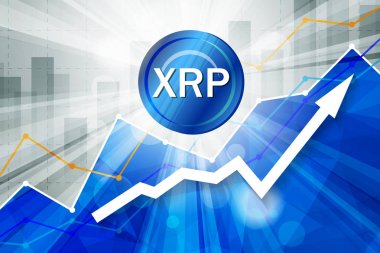 cryptocurrency istatistik grafik ve yukarı ok ile arka plan parlak ışınları içinde dalgalanma
