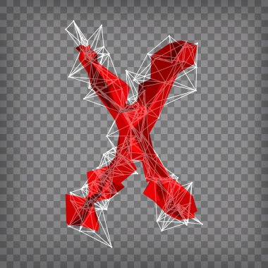 Kırmızı modern üçgen tip X damalı zemin üzerine soyut