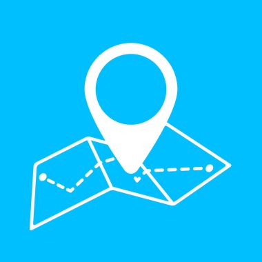 PIN sembolü çizgi stili eşleyin. Coğrafi Harita vektör simgesine etiket. Gezinti ve geolocation konsept illüstrasyon.