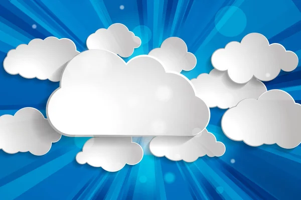 Witboek Wolken Achtergrond Van Blauwe Lucht — Stockvector