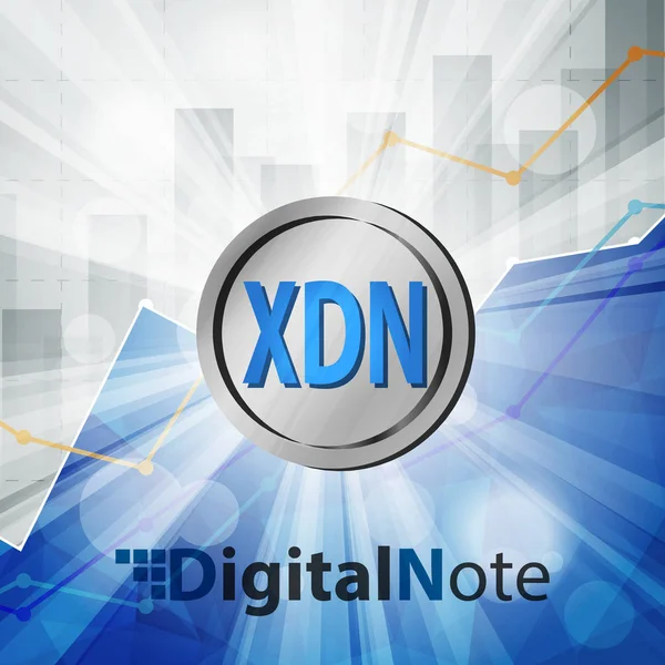 Criptomoneda Moneda Xdn Nota Digital Los Rayos Brillantes Con Gráfico — Vector de stock