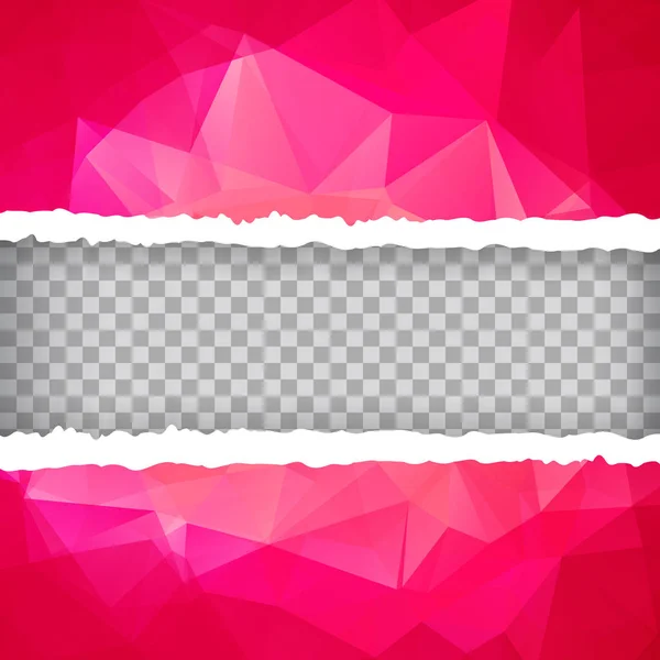 抽象的なピンク三角ポリゴン ベクター破れた紙 — ストックベクタ