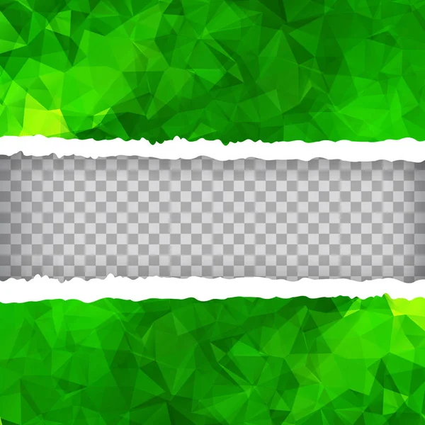 추상 녹색 삼각형 다각형 찢어진된 종이 — 스톡 벡터