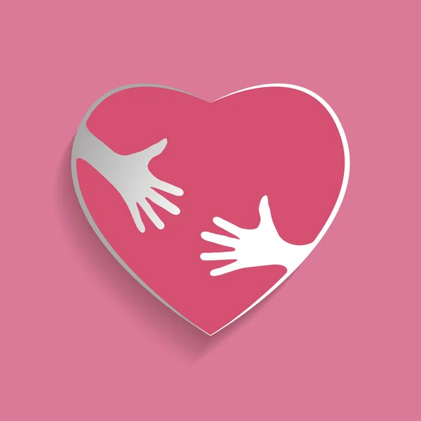 Σιλουέτα Της Καρδιάς Χέρια Αγκαλιάζει Την Καρδιά Έννοια Της Αγάπη — Διανυσματικό Αρχείο