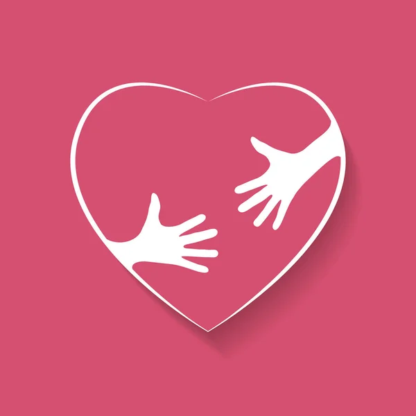 Embrace Heart Shape Hands Logo Design Template Hugging Heart Concept — Stock Vector