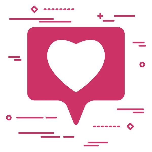 Flat Linear Illustration Pink Heart Social Media Icon White Background — Stock Vector