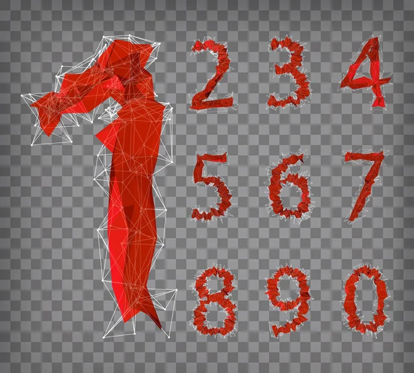 格子模様の背景上に抽象的な赤い現代三角数字 — ストックベクタ