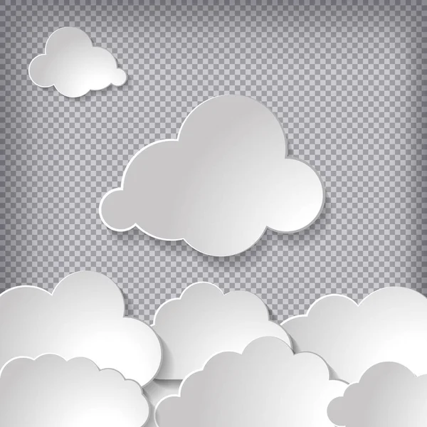 Collection Abstraite Nuages Papier Blanc Sur Fond Transparent — Image vectorielle