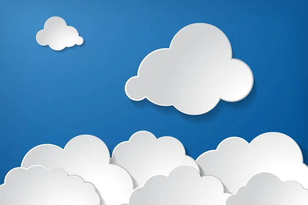 Nubes Papel Blanco Sobre Fondo Aire Azul — Vector de stock