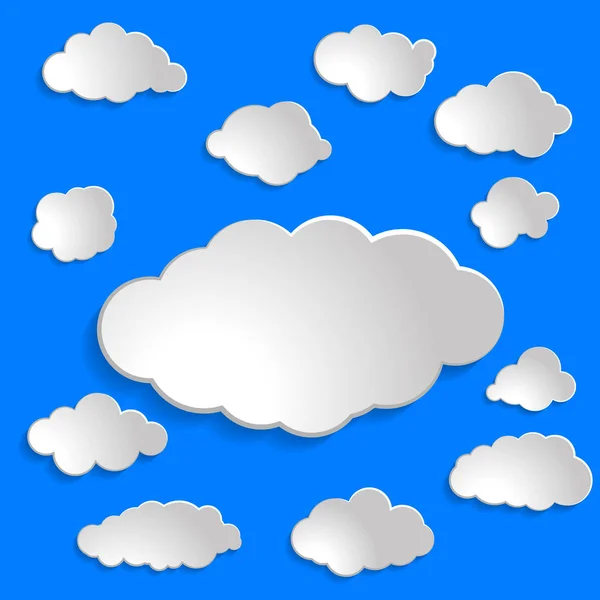 Sammlung Weißer Papierwolken Für Spiel Auf Blauem Hintergrund — Stockvektor
