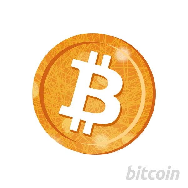 Bitcoin Rayado Criptocurrecía Símbolo Aislado Sobre Fondo Blanco — Vector de stock