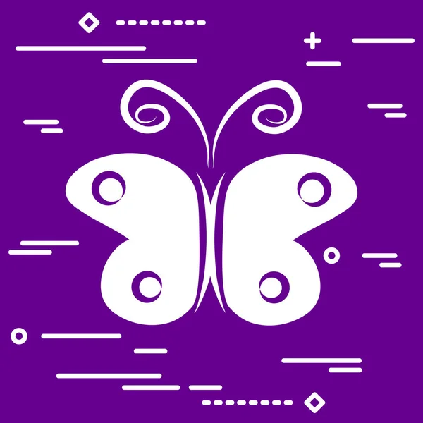 Иконка Вектора Белой Плоской Бабочки Ультрафиолетовом Фоне — стоковый вектор