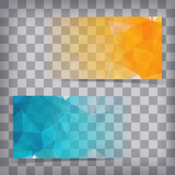 Juego Banners Vectoriales Poligonales Triangulares Coloridos Abstractos — Archivo Imágenes Vectoriales