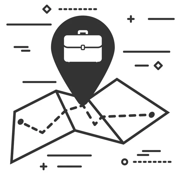 Mapa Con Etiqueta Con Icono Del Portafolio Estilo Plano Moda — Vector de stock