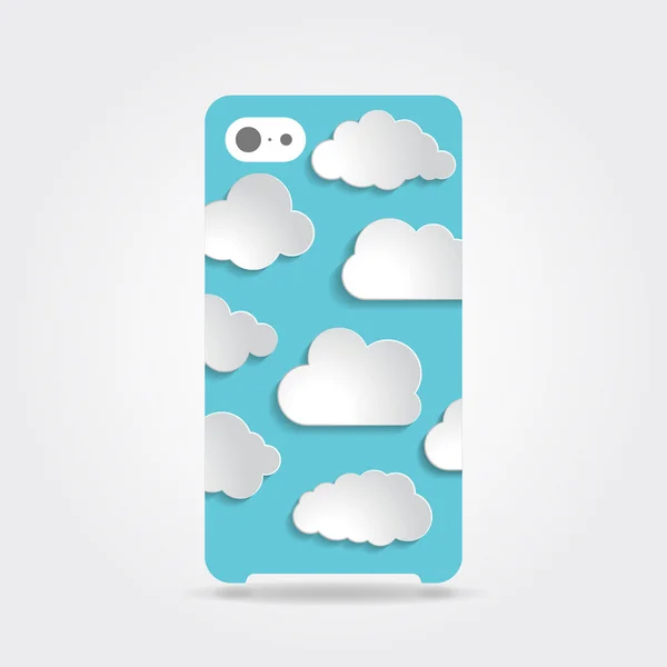 Cute Blue Clouds Collection Phone Case Back — Stock Vector