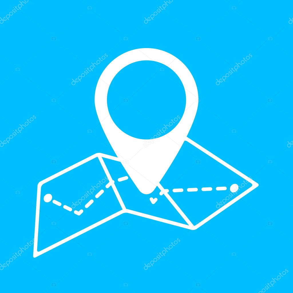 Map pin symbol line style. Geo tag on map vector icon. Navigation and geolocation concept illustration.