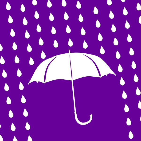 White Umbrella Rain Drops Ultra Violet Background Modern Insurance Concept — Stock Vector