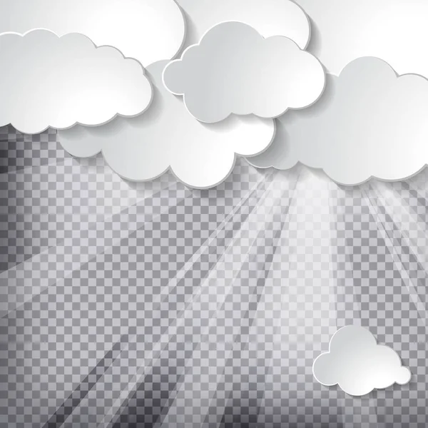 Nuvole Con Raggi Sole Sfondo Scacchi — Vettoriale Stock