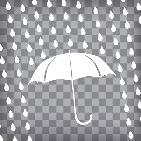 White Umbrella Rain Drops Chequered Background — Stock Vector