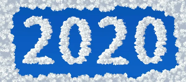 Mraky Tvaru Čísla 2020 Modrém Pozadí — Stock fotografie