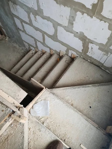 Escaleras Construcción Casa Campo Construida Bloques Espuma —  Fotos de Stock