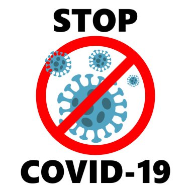 Mers-Cov, Covid-19, Roman Corona Virüsü Hastalığı 2019, Soyut Virüs Türü modeli Novel Coronavirus 2019-ncov kırmızı dur işareti ile çizilmiş.