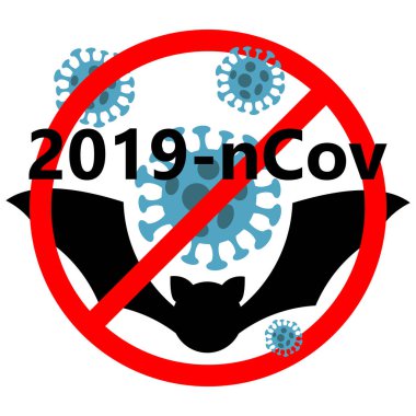 Mers-Cov (Orta Doğu Solunum Sendromu Coronavirüs), Roman Coronavirüs (2019-ncov), Soyut virüs türü modeli Novel Coronavirus 2019-ncov ve yarasa ile kırmızı ışıkla işaretlenmiştir.