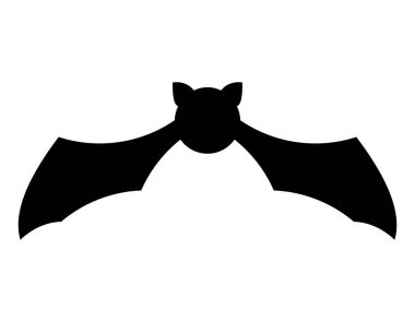 Açık kanatlı, siyah yarasa silueti. Beyaz arka planda Cadılar Bayramı bayramı sembollerinden biri