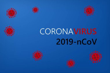 Kırmızı zemin üzerinde Wuhan Coronavirus salgını olan Abstarct virüs modeli Novel Coronavirus 2019-ncov. Virüs Salgını Koruma Konsepti